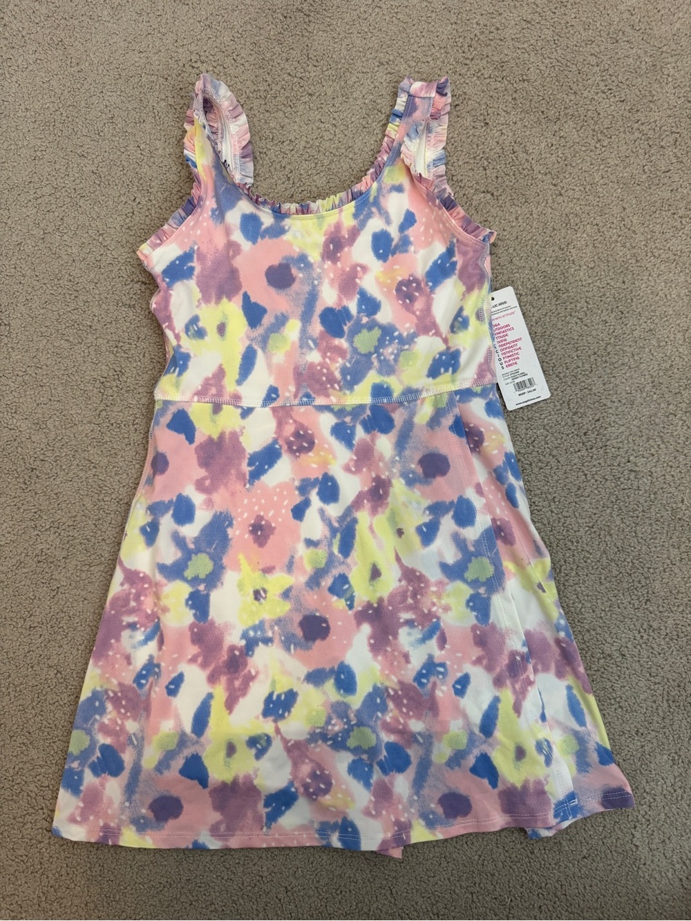 Yogalicious Girls Pastel Fuzzy Floral Tank Dress Pink/Blue/Purple/Yellow